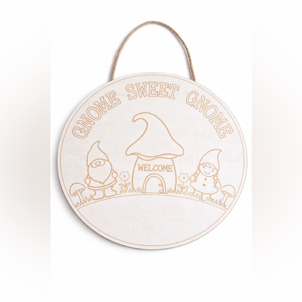 Gnome Sweet Gnome Round Wood Wall Sign 18.9” Farmhouse Spring Decor Hobby Lobby